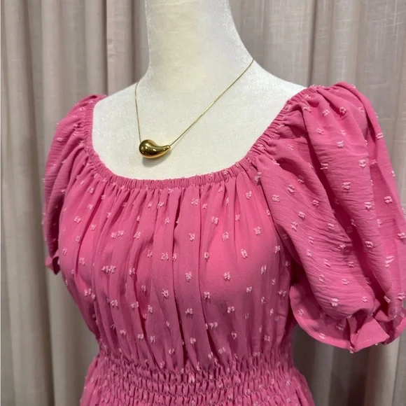 Elegant Pink Smocked Maxi Dress - Picture 3 of 5